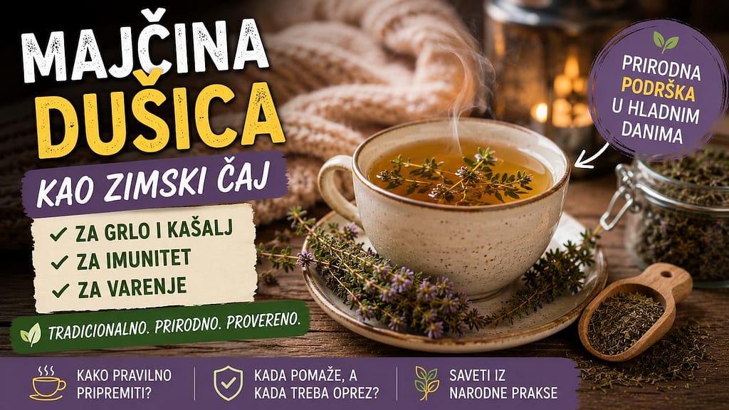 Majčina dušica čaj za grlo, kašalj i tradicionalnu zimsku upotrebu