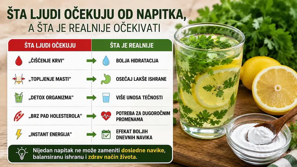 Očekivanja i realnost kod napitka od peršuna limuna i sode bikarbone