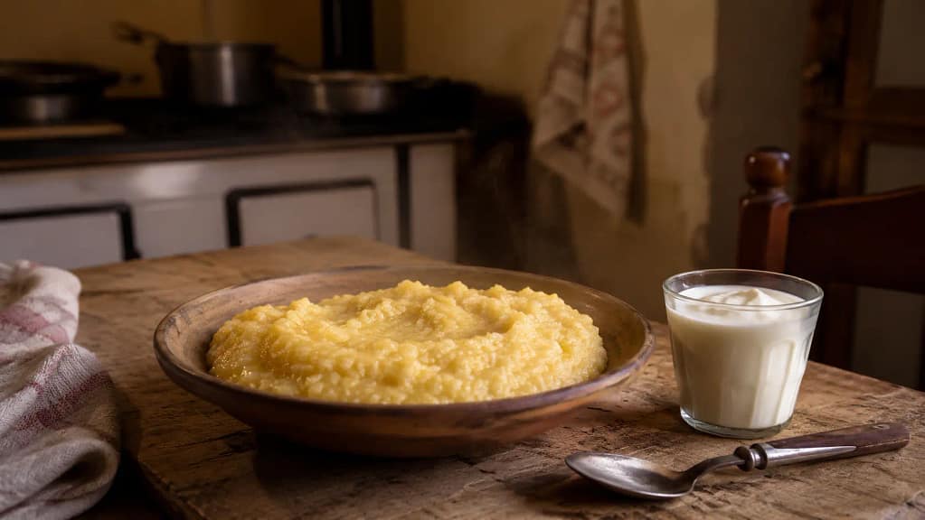 stara večera palenta i jogurt u domaćoj kuhinji